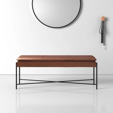 Cowhide Bench | Wayfair Black Dining Bench, Cowhide Bench, Contemporary Bench, Metal Bench, Leather Bench, Grey Upholstery, Bench Upholstered, Modern Bench, Upholstered Bench