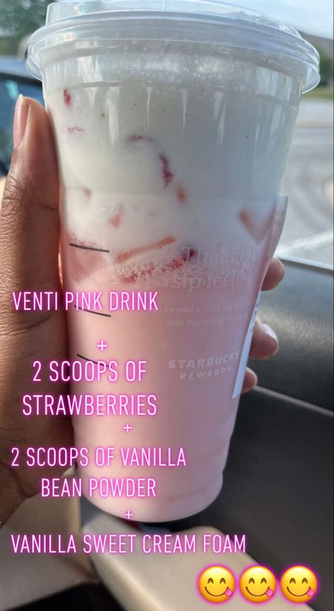 Starbucks No Caffeine Starbucks Drinks, Starbucks Drinks No Coffee, Pink Drink Starbucks Recipe, Starbies Drinks, Pink Drink Starbucks, Healthy Starbucks Drinks, Vanilla Bean Powder, Healthy Starbucks, Starbucks Drink