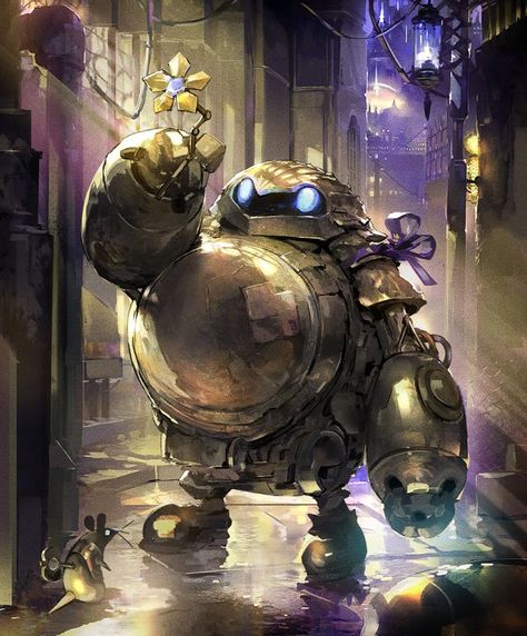 Card: Roly-Poly Mk I Warforged Dnd, Dungeons And Dragons Characters, Dnd Art, Steampunk Design, Fantasy Male, Dungeons And Dragons Homebrew, Robots Concept, Robot Concept Art, Fantasy Concept Art