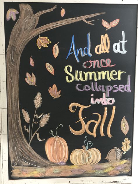 September Chalk Art Ideas, Chalkboard Art For September, Fall Kitchen Chalkboard Ideas, September Whiteboard Art, Apple Chalkboard Art, Harvest Chalkboard Art, End Of Summer Chalkboard Ideas, September White Board Ideas, September Chalkboard Art Ideas