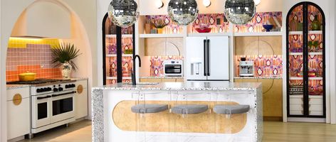 The Fearless Energy Kitchen - Design Trends | Café Cafe Appliances, 2022 Kitchen, Disco Ball Light, Lookbook Design, Dining Chair Upholstery, White Appliances, Dark Kitchen, Kitchen Design Trends, Kitchen Trends