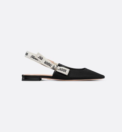 J'Adior Slingback Flat Black Technical Fabric | DIOR Dior Flats, Dior Atelier, Ribbon Flats, Dior Star, Icon Shoes, Ballerina Pumps, Dior Book Tote, Christian Dior Couture, Slingback Flats