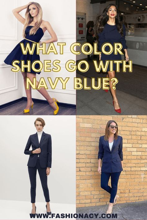 What Color Shoes Go With Navy Blue? Navy Blue And Black Work Outfit, Navy Pants Office Outfit, Navy Blue Pants Business Casual Women, Women’s Navy Suit Outfit, Navy Blue Monochrome Outfit, Navy Blue Work Dress, How To Style A Navy Blue Jumpsuit, Navy Blue Work Outfits For Women, Navy Blue Outfit Black Woman