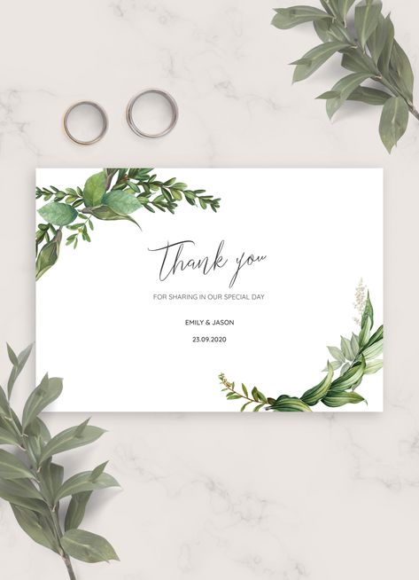 Green Floral Wedding Thank You Card is designed to help you thank your guests for attending your wedding and sharing the moments of happiness with you. This Thank You Card template is 100% customizable. You can customize the text as well as move the elements of design around to make sure it matches...  #onplanners Thank You Card Design Wedding, Thank You Card For Wedding, Thank You Cards For Wedding, Wedding Thank You Card Design, Thank You For Attending Wedding, Thank You Wedding Cards, Thank You Card Wedding, Thanks Card Wedding, White Allium