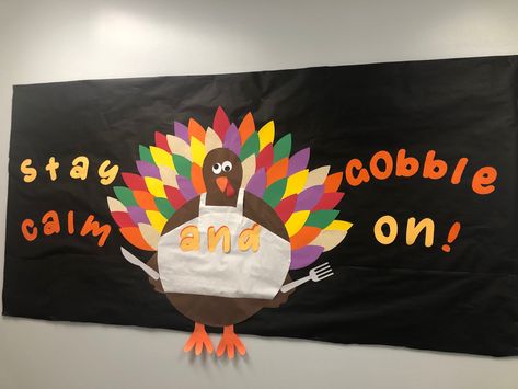 Funny Thanksgiving Bulletin Board, School Lunch Bulletin Board Ideas, Funny Ra Bulletin Boards, School Counselor Bulletin Boards, Counselor Bulletin Boards, Cafeteria Bulletin Boards, School Counseling Bulletin Boards, Counseling Bulletin Boards, School Cafe