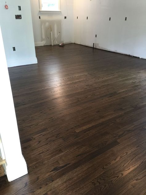 Jacobean stain on white oak                                                                                                                                                                                 More Stain On White Oak Floors, Stain On White Oak, Staining Hardwood Floors, Hardwood Floor Stain Colors, Oak Floor Stains, Floor Stain Colors, Staining Wood Floors, Wood Floor Stain Colors, Wood Floor Colors