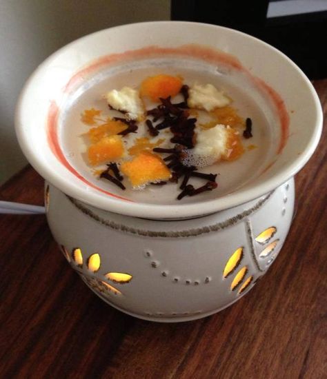 These cooler mornings finally have us feeling fallish. So here's a repost from our friend Angie for a healthy alternative to chemically-scented wax melts, candles, plug-ins, sprays, and the like: orange zest, clove, and coconut oil in wax warmer. Too easy. You could try other combinations with cinnamon sticks, vanilla, etc. Mmmmmmm Wax Warmer Aesthetic, Coconut Oil For Fleas, Homemade Candle Recipes, Autumn Board, Homemade Potpourri, Tart Burner, Potpourri Recipes, Coconut Oil For Teeth, Săpunuri Handmade