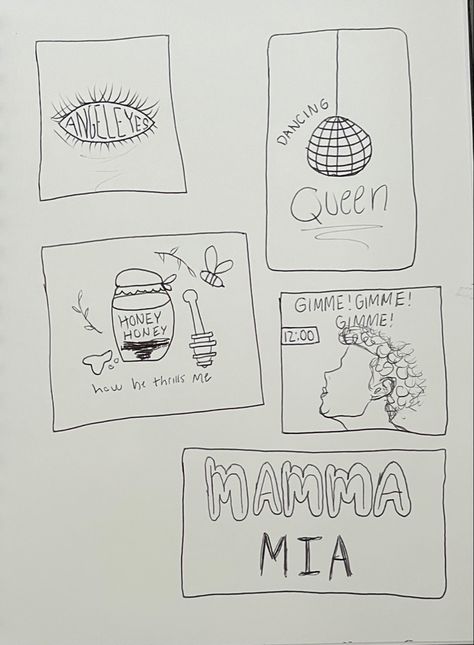 #mammamia #songlyrics #sketch Artist- Madison Merkle Mamma Mia Sketch, Mamma Mia Drawing, Sketch Artist, Mama Mia, Journal Inspo, Drawing Inspo, Dancing Queen, Inspire Me, Easy Drawings