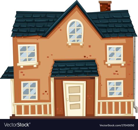 Brick house with blue roof Royalty Free Vector Image House Roofs Drawing, Brick House Sketch, Brick House Illustration, Brick Wall Clipart, Blue Roof, Cartoon Boy, House Roof, Brick House, Free Vector Images