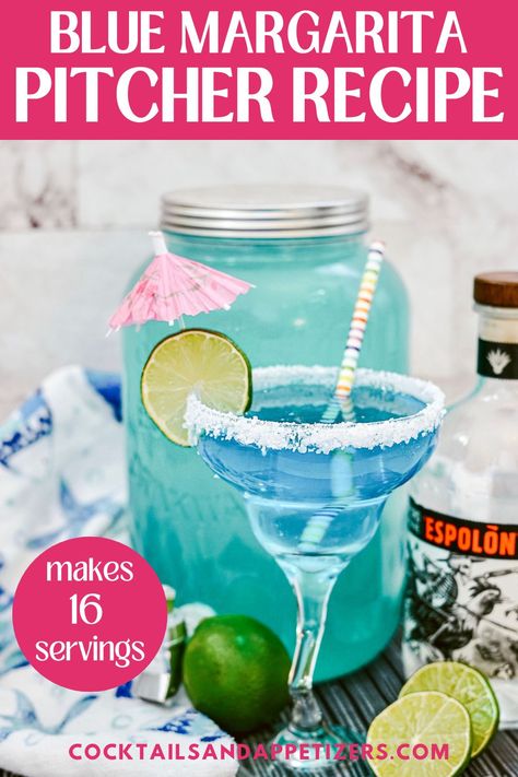 This Blue Margarita Pitcher recipe takes minutes to make. It's a great large batch cocktail recipe tequila fans will enjoy. Great for fall cocktails, summer drinks party, a pool party cocktail or anytime you want a big batch cocktail for a crowd. Batched Margarita Recipe, Tequila Batch Drinks, Batch Cocktails Tequila, Big Batch Margarita Recipe, Batch Margarita Recipe, Margarita Pitcher Recipe, Pool Party Cocktails, Cocktail For A Crowd, Vacation Drinks