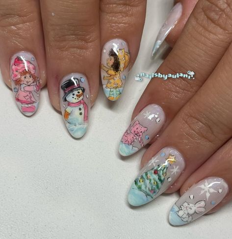 tried my best to replicate the style on these shorties 🍰🍓 handpainted… | Instagram Snowman Nails, Gel Art, Thanksgiving Nails, Winter Nail Art, Nail Forms, Nail Patterns, Nail Length, Artificial Nails, Nail Accessories