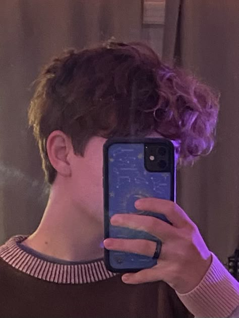 Boy with short brown hair in purple and yellow low light, holding phone Shaved Hairstyles Men, Trans Masc Haircut Short, Indie Boy Hair, Short Hairstyles For Trans Men, Gay Haircut Men, Short Haircuts Men, Trans Man Haircut, Trans Guy Haircut, Boy Haircut