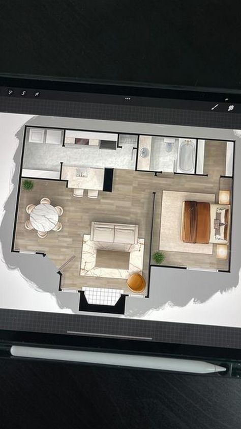 Interior Sketch Designs for Renovation Projects Procreate Floor Plan, Interior Architecture Sketch, Interior Design Sketchbook, Rendering Interior, How To Sketch, Interior Floor Plan, Furniture Design Sketches, Interior Design Student, Interior Design Renderings