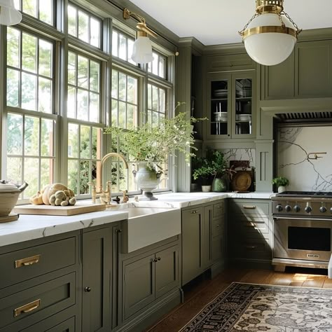 Sarah Robertson (@studiodearborn) • Instagram-foto's en -video's Modern English Kitchen, Studio Dearborn, Sarah Robertson, Green Kitchen Designs, Kitchen Green, Westchester Ny, Stock Cabinets, English Kitchen, European Farmhouse