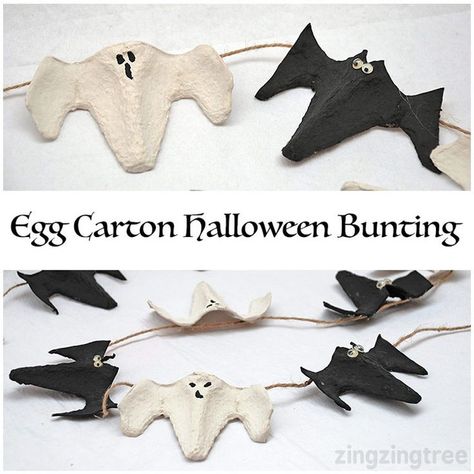 Halloween Eggs, Egg Carton Flowers, Halloween Bunting, Egg Carton Crafts, Halloween Preschool, Bat Halloween, Egg Box, Halloween Crafts For Kids, Craft Projects For Kids