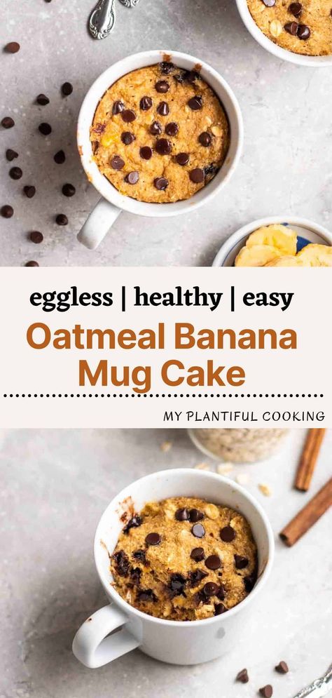 Oats Mug Cake Microwave, Banana Oat Mug Cake, Oats Mug Cake, Oat Mug Cake, Banana Mug Cake, Vegan Mug Cakes, Chocolate Chip Mug Cake, Microwave Dessert, Mug Cake Healthy