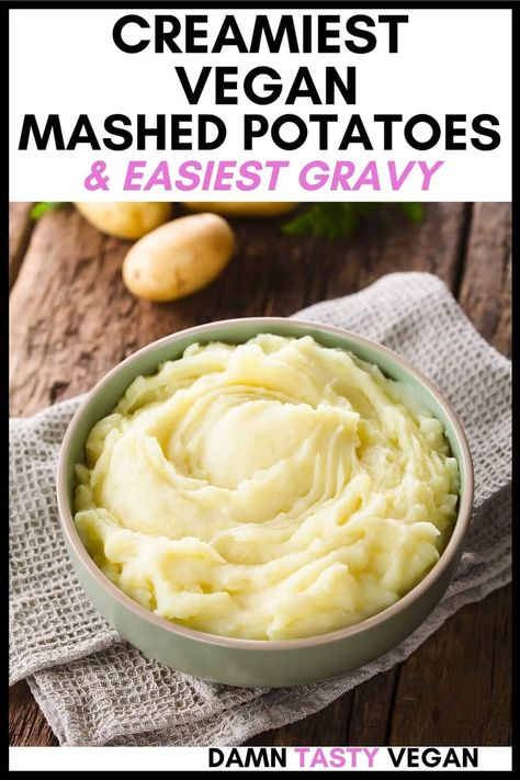 Creamiest and easiest vegan mashed potatoes and gravy Mashed Potatoes With Oat Milk, Best Vegan Mashed Potatoes Recipe, Gluten Dairy Free Mashed Potatoes, Vegetarian Mashed Potatoes, Vegan Mash Potatoes, Creamy Vegan Mashed Potatoes, Vegan Mashed Potatoes And Gravy, Mashed Potatoes Without Dairy, Best Dairy Free Mashed Potatoes