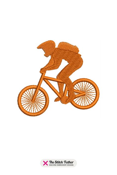 Bike Silhouette, Silhouette Machine, Machine Embroidery Design, Embroidery Machine, Mountain Bike, Instant Download Etsy, Mountain Biking, Machine Embroidery Designs, Embroidery Design