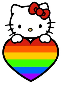 Hello Kitty Pride Wallpaper, Trippy Hello Kitty Art, Trippy Hello Kitty Painting, Sunflower Themed Kitchen, Cute Lgbtq Stickers, Lgbtqia Stickers, Hello Kitty Imagenes, Pride Colors, Hello Kitty Themes