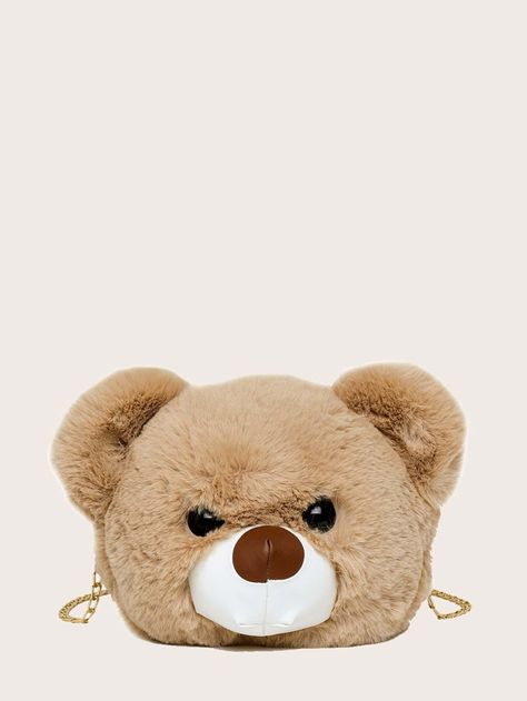 Free Returns ✓ Free Shipping On Orders $49+ ✓. Cartoon Bear Shaped Crossbody Bag- Crossbody at SHEIN. Teddy Bear Purse, Bear Purse, Preppy Bags, Novelty Purses, Fur Purse, Plush Bags, Chain Pattern, Estilo Preppy, Style Preppy