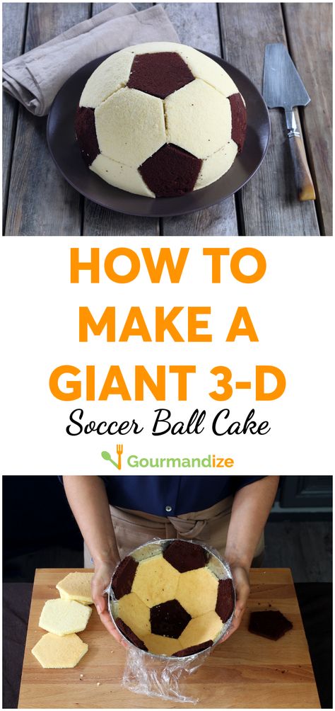 Soccer Cake Diy, Soccer Ice Cream Cake, Soccer Ball Birthday Cake, How To Make A Soccer Ball Cake, Soccer Cake Easy, Soccer Smash Cake, Soccer Ball Cake Ideas, Soccer Desserts Ideas, Ball Cake Ideas