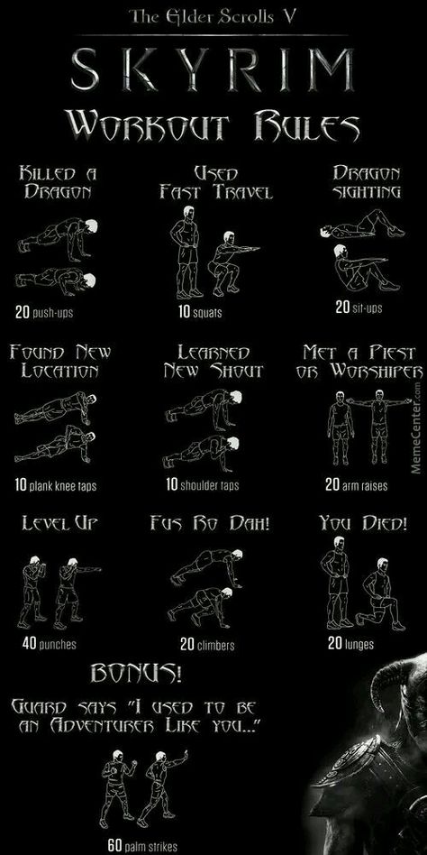 Skyrim Workout, How To Get Ripped, Skyrim Wallpaper, Skyrim Game, Skyrim Funny, Skyrim Art, Superhero Workout, Workout List, Elder Scrolls Skyrim