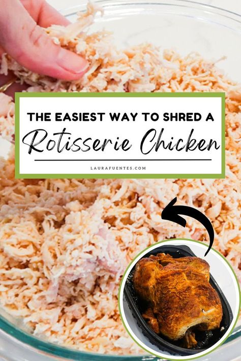 a bowl of shredded rotisserie chicken Rotisserie Chicken Recipes Leftover, Pulled Chicken Recipes, Rotisserie Chicken Recipe, Leftover Rotisserie Chicken, Chicken Meat, Pulled Chicken, Rotisserie Chicken Recipes, Chicken Diy, Yummy Chicken Recipes