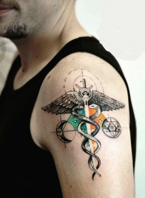 Healer Tattoo, Kundalini Tattoo, Caduceus Tattoo, Alchemy Tattoo, Luck Tattoo, Back Images, Nurse Tattoo, Medical Tattoo, Tattoo Back