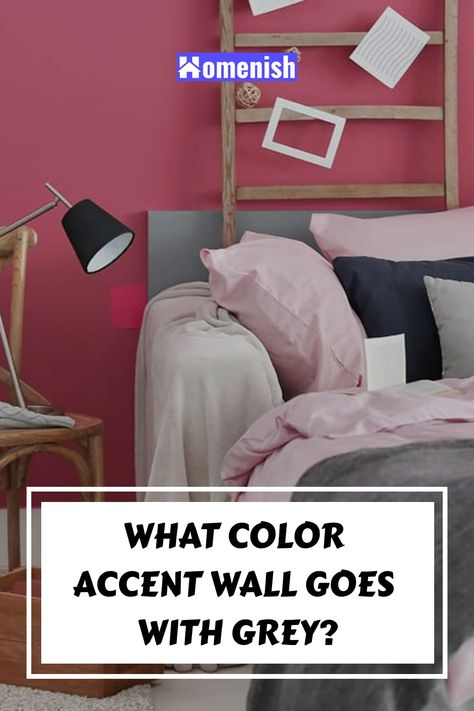 Accent walls are a great way to easily bring style and character to a room. If you you like to incorporate grey with your current accent wall, read on to find out what the best color accent walls to use. Accent Wall With Gray Walls, Color Accent Wall, Colours That Go With Grey, Gold Accent Wall, Red Accent Wall, Pink Accent Walls, Yellow Accent Walls, Dark Grey Rooms, Grey Accent Wall