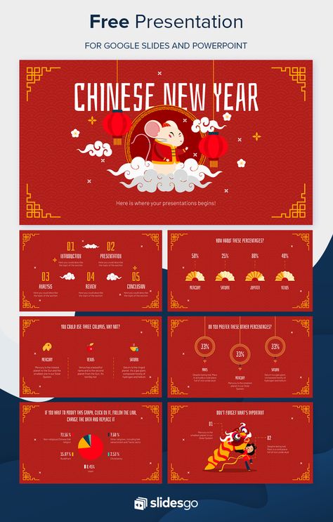 Powerpoint Design Free, Chinese New Year Zodiac, Free Powerpoint Presentations, Ppt Template Design, Design Slide, Print Design Template, Chinese Theme, Study Planner Printable, Powerpoint Slide Designs