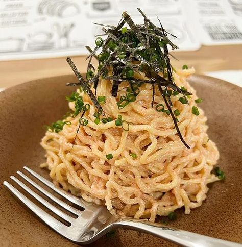 Creamy Mentaiko Mazemen (Spicy Cod Roe) - Myojo USA Mentaiko Pasta, Fresh Ramen Noodles, Seafood Ramen, Tofu Steak, Dumpling Wrappers, Stir Fry Noodles, Easy Seafood, Wonton Wrappers, Sauteed Vegetables