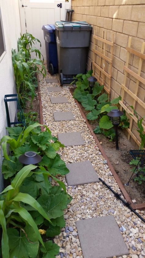 Garden Next To Garage, Side Yard Ideas Narrow Between House And Fence, Narrow Vegetable Garden Side Yards, Garden Ideas Side Of House, Narrow Side Yard Ideas, Narrow Side Yard, Garden Fencing Ideas, Home Outdoor Design, Outdoor Apartment