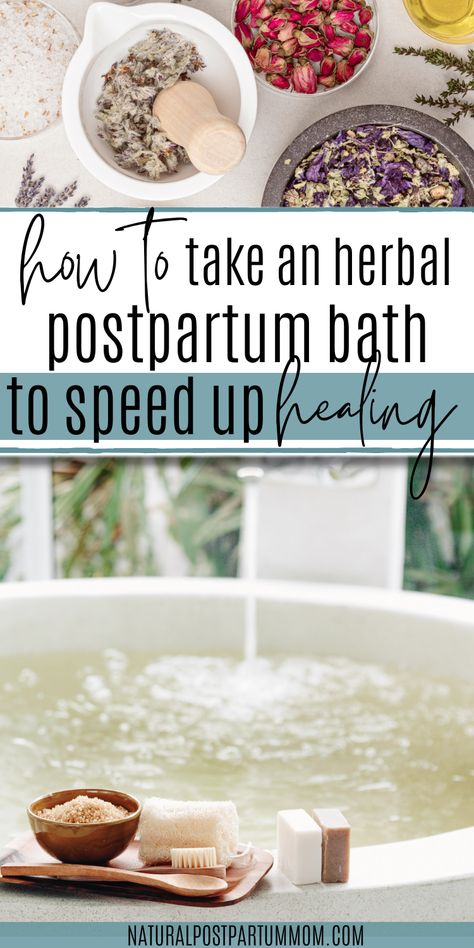 Learn all about the benefits of taking a postpartum herbal bath, the best herbs to use in your bath, and a super easy postpartum herbal bath recipe to make your own! Postpartum Herbal Bath, Postpartum Bath Soak, Postpartum Herbs, Herbal Bath Recipes, Postpartum Symptoms, Diy Natural Remedies, Postpartum Meals, Skin Recipes, Postpartum Healing