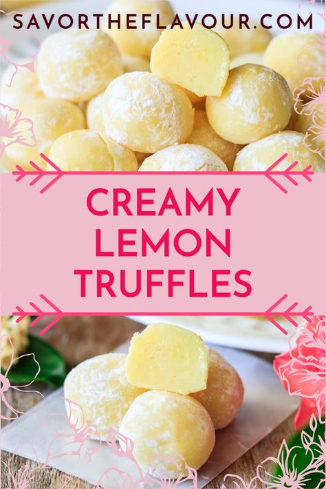 Lemon Cake Truffles, Lemon Truffles No Bake, Lemon Truffle Balls, White Chocolate Lemon Truffles, Old Fashion Lemon Truffles, Lemoncello Dessert, Easy White Chocolate Lemon Truffles, Lemon Truffle Recipe, Lemon Truffle