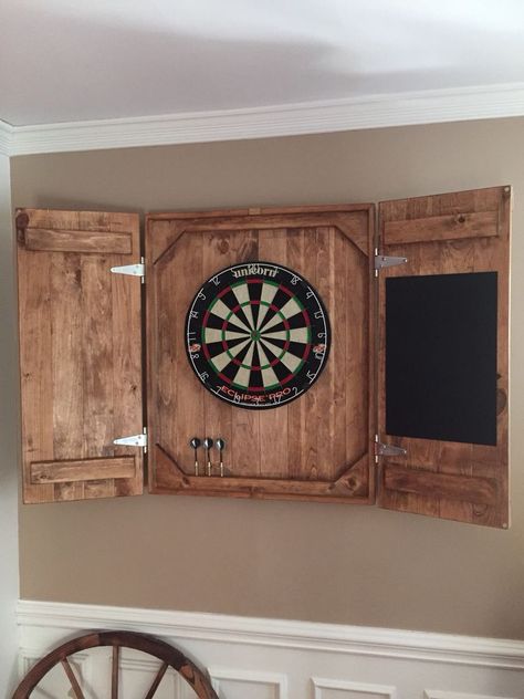 Diy Dart Board, Gamer Room Diy, Dart Board Wall, Game Room Lighting, Dart Board Cabinet, Jim Beam, Gamer Room, Gaming Decor, Dart Board