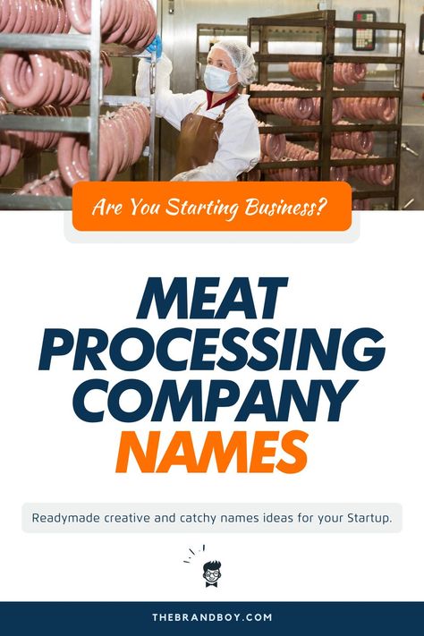 Meat processing business normally involves meat grinding and meat packaging. Meat processing, storage and distribution are highly regulated by governments. #SmallBusinessNames #BusinessNamesIdeas #NamesIdeas #BusinessNames #MeatProcessingNames Meat Packaging, Meat Butcher, Business Name Ideas, Meat Processing, Next Brand, Catchy Names, Pork Meat, Processed Meat, Name Ideas