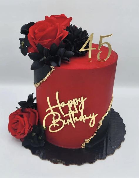 Paris Birthday Cakes, Rosé Birthday Cake, Red Birthday Cakes, Cake Decorating For Beginners, 60th Birthday Cakes, Elegant Birthday Cakes, Cupcake Cake Designs, Dream Wedding Cake, Red Cake