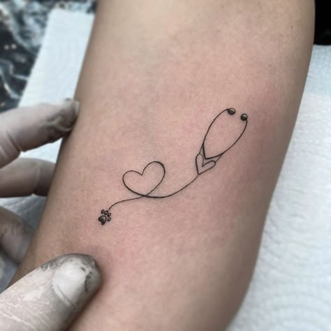 Veterinarian Tattoo, Vet Tech Tattoo, Simple Tattoos For Women, Tattoos For Dog Lovers, Petite Tattoos, Discreet Tattoos, Subtle Tattoos, Simplistic Tattoos, Minimal Tattoo