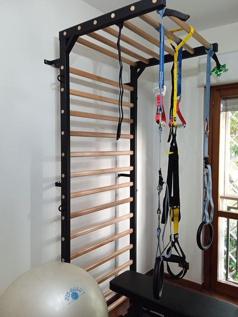 ARTIMEX Wall Bars metal/wood (Swedish Ladder) for Physical Therapy and Gymnastic - Used in Homes, Gyms, Clinics and Fitness Centers – 240x90cm, Spartan Model, Code 277 : Amazon.co.uk: Sports & Outdoors Physiotherapy Room Decor, Office Gym Combo Ideas, Physical Therapy Office Design, Home Office Gym Combo, Physical Therapy Clinic Design, Office Gym Combo, Physical Therapy Office, Physiotherapy Room, Swedish Ladder