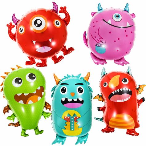 PRICES MAY VARY. Party decoration packaging: 5pcs Monsters shape aluminum balloons，Monsters aluminum balloons the perfect theme party. party supplies: Monsters aluminum film balloons are very popular among children. If you plan to host a Monsters themed birthday party for your children, the brightly colored balloon set will bring great success and fun to your party. High-quality materials: balloons are made of high-quality aluminum materials, thick enough and durable, not easy to break, not easy Monsters Inc Party, Monster Balloons, Balloon Birthday Themes, Little Monster Party, Monster Shapes, Fest Temaer, Monster Birthday Parties, Monster Theme, Monster Birthday