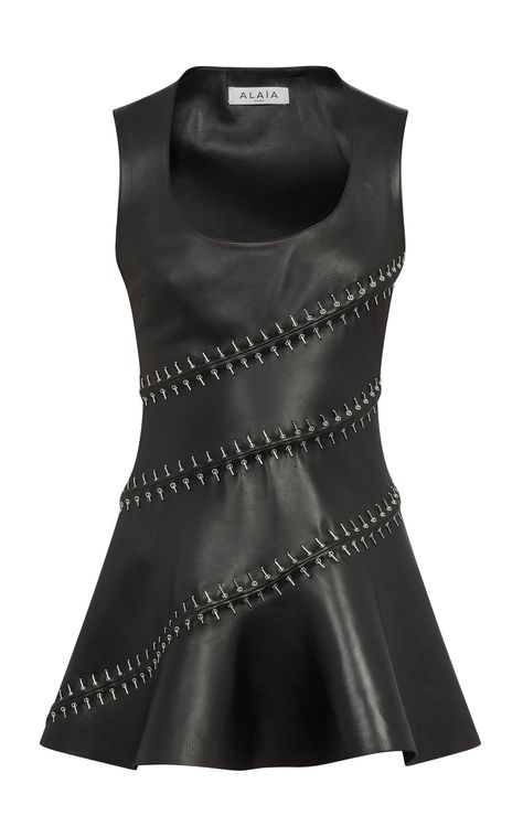 Embroidered Skater Mini Dress By Alaïa | Moda Operandi Black Dress 2023, Alaia Mini, Milan Outfits, Skater Mini Dress, Black Attire, Fashion Design Collection, Embroidered Leather, Mini Skater Dress, Alternative Outfits