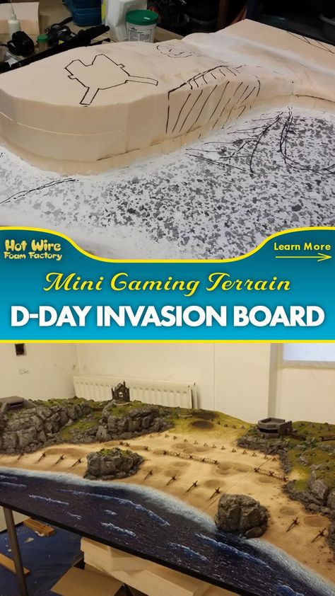 D Day Invasion, Foam Factory, Miniature Gaming, Game Terrain, River Bed, Wargaming Terrain, Miniature Wargaming, Military Diorama, Military Base