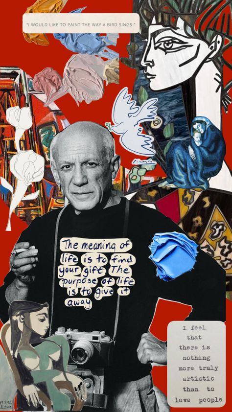 Pablo Picasso Aesthetic, Pablo Picasso Artist Research Page Gcse, Pablo Picasso Wallpaper, Picasso Artist Research Page, Pablo Picasso Collage, Picasso Wallpaper, Famous Collage Artists, Picasso Aesthetic, Picasso Collage