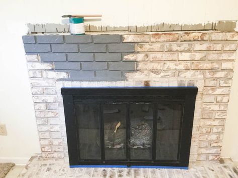 Paint Your Brick Fireplace in 2 Easy Steps! | Birkley Lane Interiors Grey Painted Fireplace, Antique Brick Fireplace, Update Fireplace, Brick Fireplace Remodel, Easy Fireplace, Brick Painting, Fireplace Brick, Painted Fireplace, Grey Fireplace