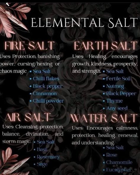 Belneus on Instagram: “Elemental salt recipes, from @bohemianfig #salt #magic #ritual #occult #rituals #witch #witchy #witchytips #witchesofinstagram” Hydrangea Witchcraft, Salt Magick, Witchy Potions, Purple Salt, Hoodoo Magic, Spells For Beginners, Easy Spells, Chaos Magic, Wiccan Magic