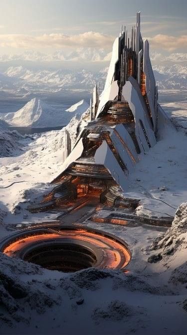 Futuristic Architecture Concept, Giant Building, Sci Fi Base, Sci Fi Cities, Scifi City, Sci Fi Architecture, Sci Fi Landscape, Space Ships Concept, Science Fiction Artwork