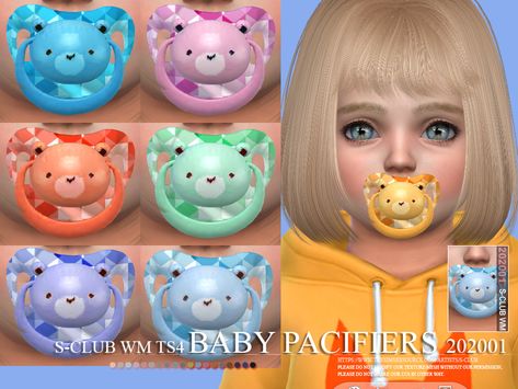 S-Club ts4 WM Baby Pacifiers 202001 The Sims 4 Kids, Toddler Pacifier, Toddler Cc Sims 4, Sims Accessories, Mods Sims 4, Sims 4 Toddler Clothes, Baby Pacifiers, Sims Baby, Sims 4 Tsr