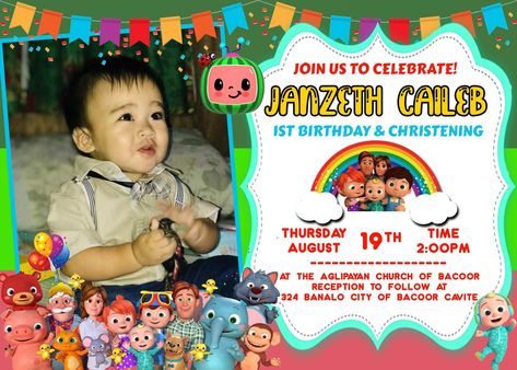 Cocomelon is quickly becoming one of the most popular birthday party themes all over the world. Of course, in this case, many parents look for The post 3 Cocomelon Invitation Card Design for Birthday and Christening appeared first on JTarp Design. Invitation Card Design For Birthday, Cocomelon Invitation Card, Card Design For Birthday, Cocomelon Invitation, Hello Kitty Invitation Card, Minions Birthday Theme, Minion Invitation, Birthday Tarpaulin Design, Hello Kitty Invitations