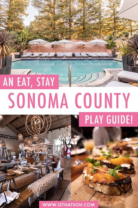 Sonoma County, California - The  Ultimate Eat, Stay, Play Travel Guide California Wine Country Vacation, Pacific Coast Road Trip, Napa Trip, Sonoma County California, Sonoma Wine Country, Sonoma California, Sonoma Valley, Wine Country California, Fall Travel