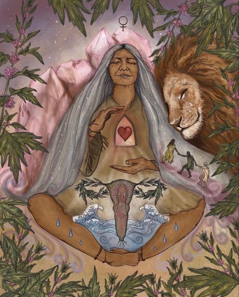 Herbal Astrology, Sacred Feminine Art, Goddess Spirituality, Sacred Woman, Womb Healing, Divine Feminine Spirituality, Medicine Woman, Spiritual Artwork, Sacred Feminine